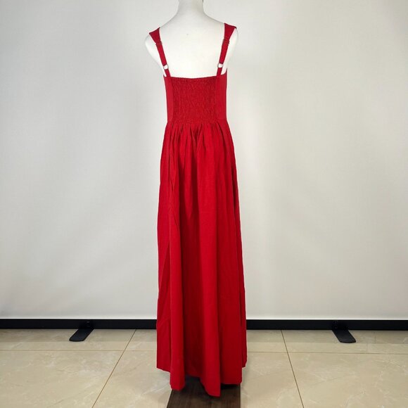 NWOT Farm Rio Stretch Linen Blend Cami Maxi Dress Size XS Classic RED - Picture 10 of 16